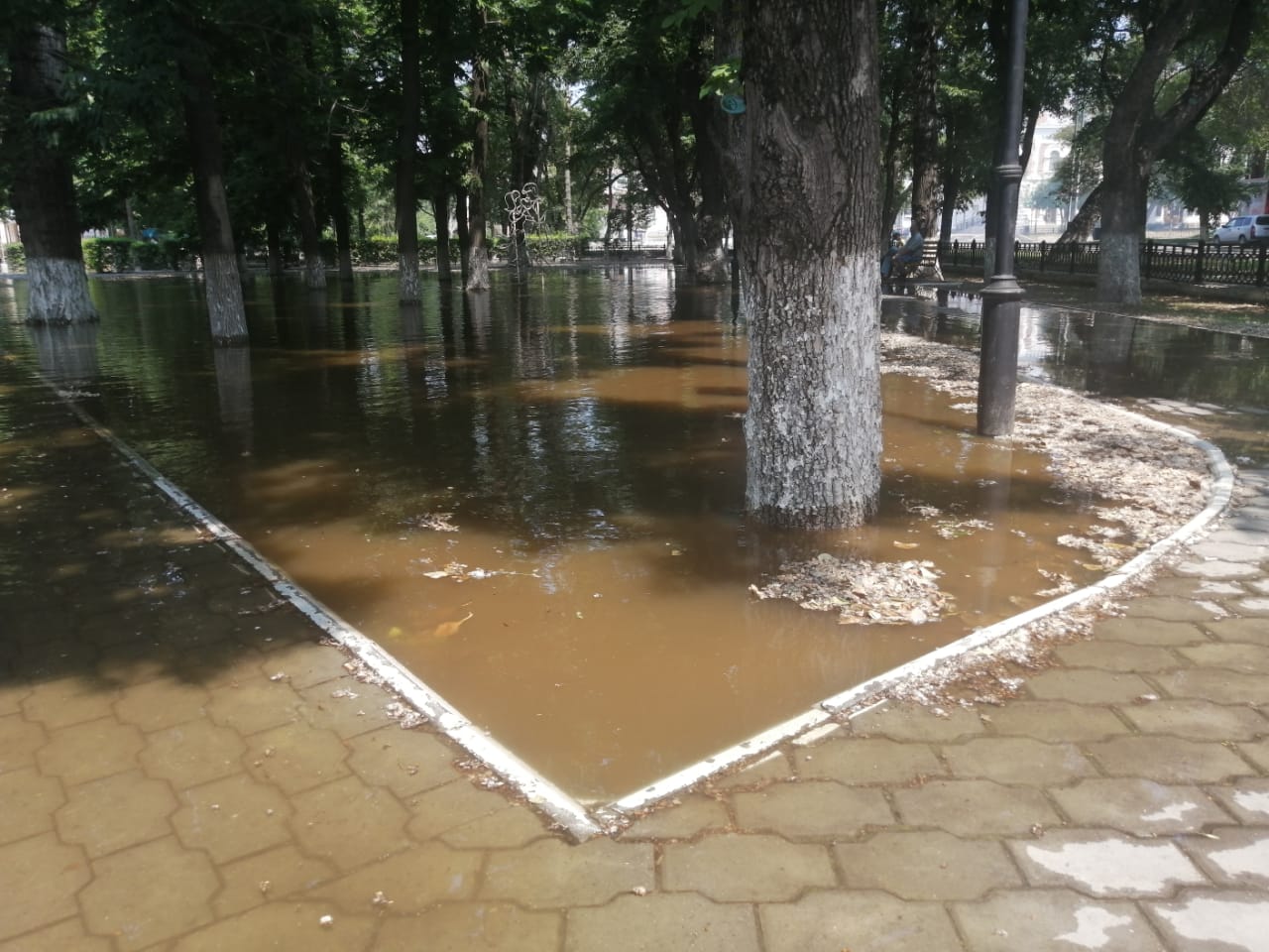 В Благовещенске под воду ушёл сквер около ЦЭВ 